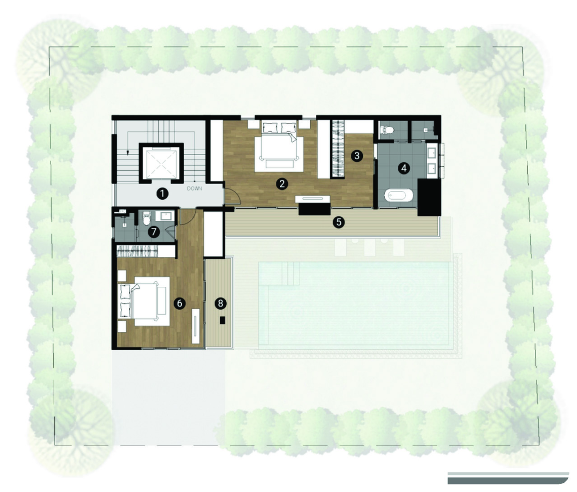Villa D third floor plan in Plai Laem, Koh Samui