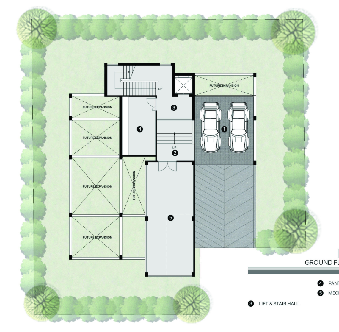 Villa E ground floor plan in Plai Laem, Koh Samui