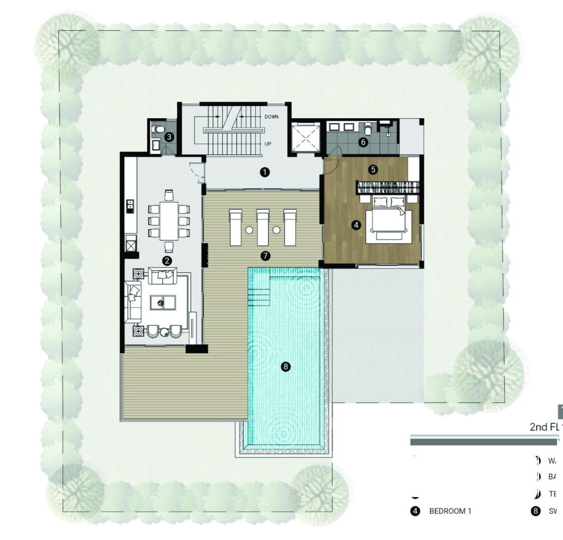 Villa E second floor plan in Plai Laem, Koh Samui