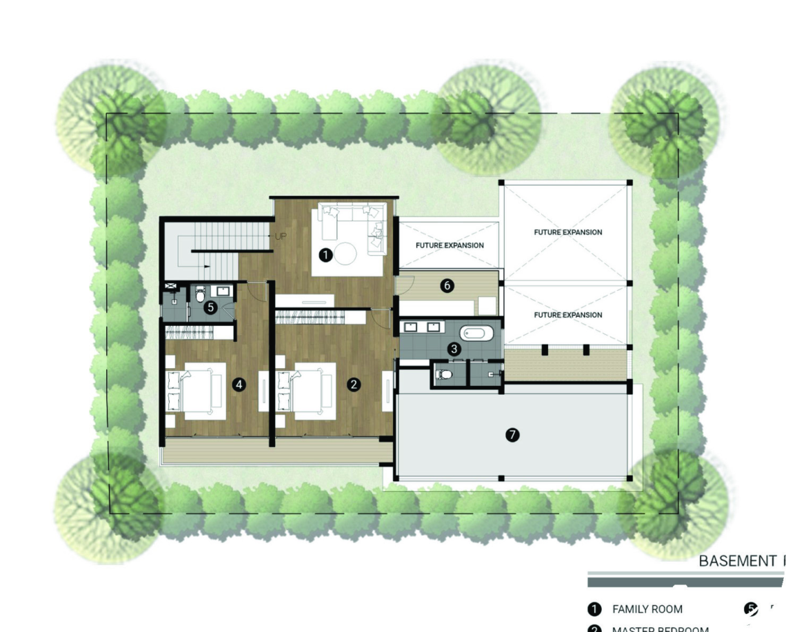 Villa F1 basement floor plan in Plai Laem, Koh Samui