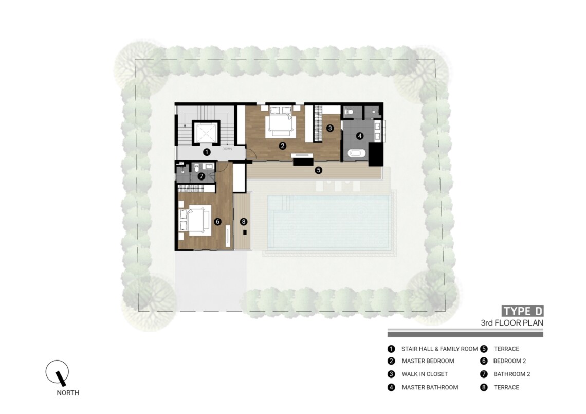 Villa D – Third floor plan (sold) in Plai Laem, Koh Samui