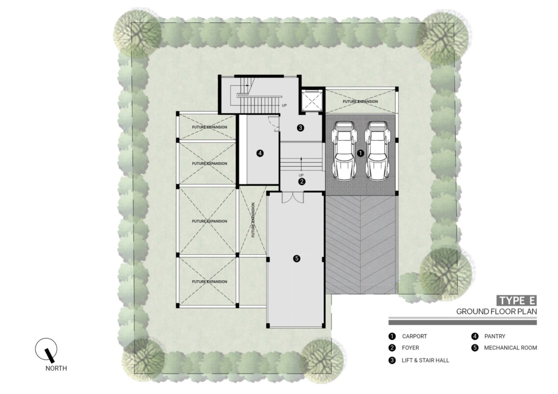 Villa E – Ground floor plan in Plai Laem, Koh Samui
