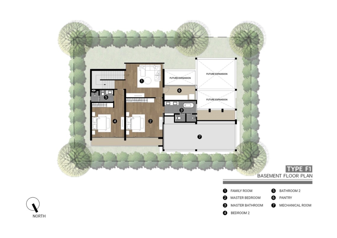 Villa F1 – Basement floor plan in Plai Laem, Koh Samui
