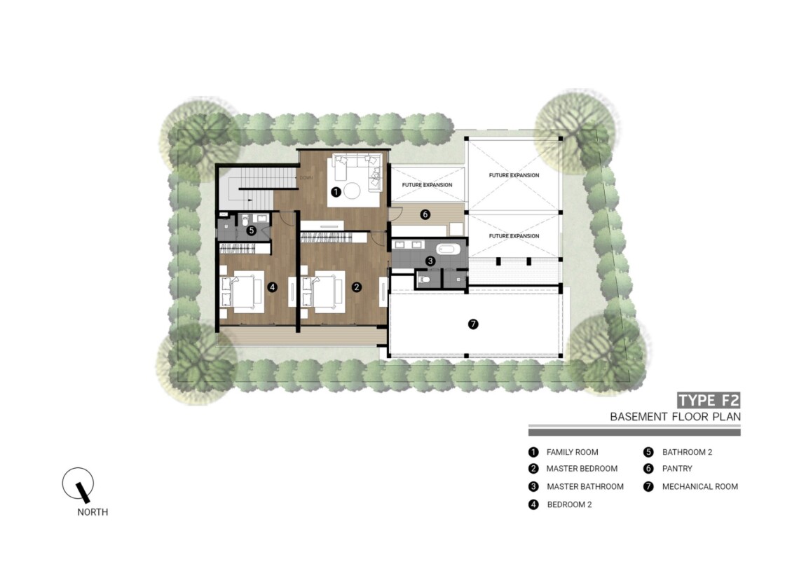 Villa F2 – Basement floor plan in Plai Laem, Koh Samui
