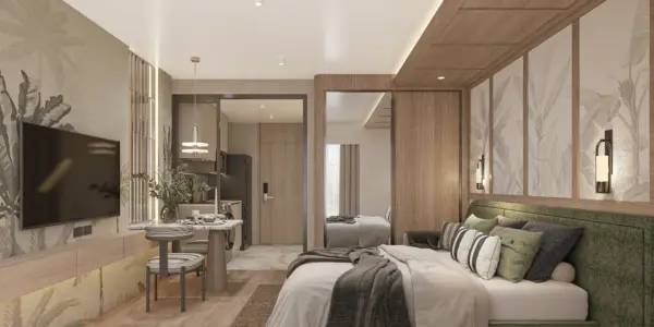 Artist’s impression: Studio interior at condos near Fisherman’s Village, Koh Samui