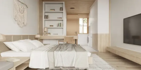 Studio sleeping area — architectural render