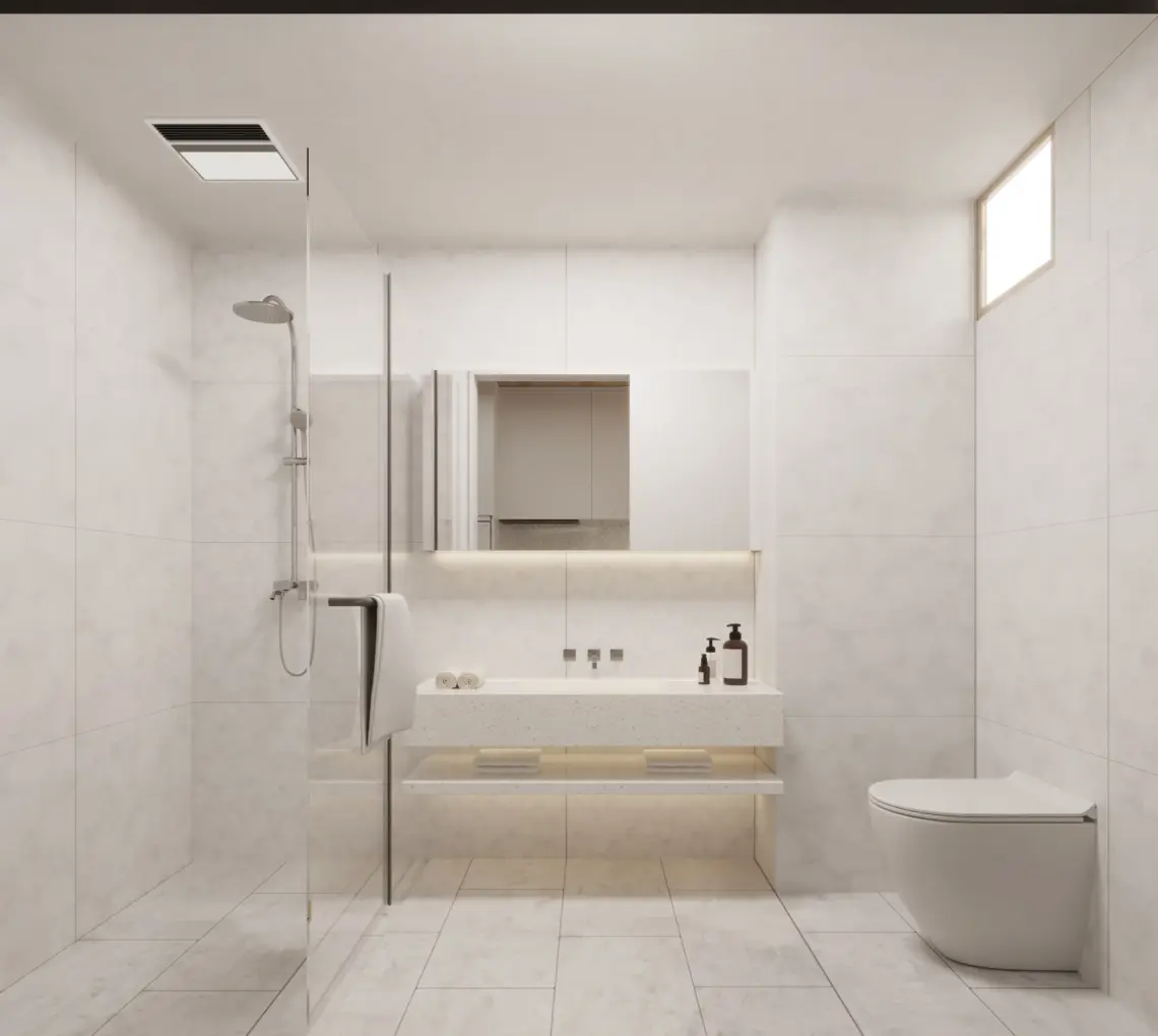 Studio bathroom — architectural render