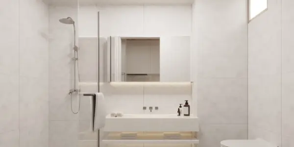 Studio bathroom — architectural render